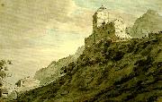 John Robert Cozens south gate of sargans oil painting